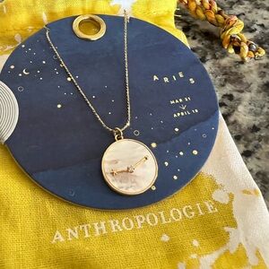 Anthropologie Zodiac Mother-of-Pearl Pendant Necklace - Aries